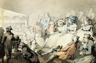 Una audiencia viendo una obra de teatro, c.1785